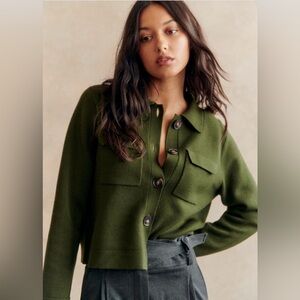 Sézane Betty Cardigan in Olive Green *WORN TWICE*